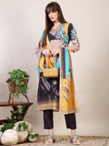 Embroidered & Printed Kurta With Pant & Dupatta, Multicolor - Hiral Fashion | Grocsy