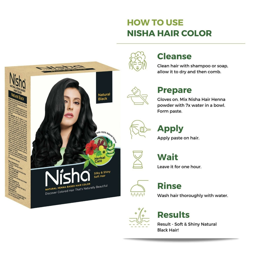 Nisha Henna Based Hair Colour for Women & Men Natural Black | Grocsy
