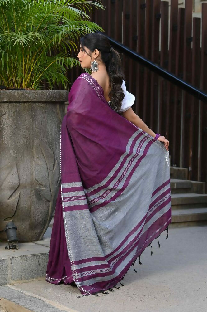 Beatitude Magenta Cotton Handloom Saree | Grocsy