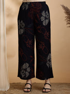 Floral Printed Kurta Pallazo Set, Black - Hiral Fashion | Grocsy