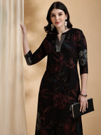 Floral Printed Kurta Pallazo Set, Black - Hiral Fashion | Grocsy