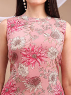 Floral Printed Kurta With Palazzo Pant, Pink - Hiral Fashion | Grocsy