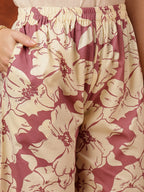 Floral Printed Designer Collared Kurta With Palazzo, Pink - Hiral Fashion | Grocsy