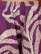 Botanical Printed Kurta With Palazzo Pant, Purple - Hiral Fashion | Grocsy