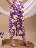 Floral Printed Kurta With Palazzo Pant, Lavender - Hiral Fashion | Grocsy