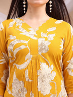 Floral Printed Kurta With Palazzo Pant, Yellow - Hiral Fashion | Grocsy