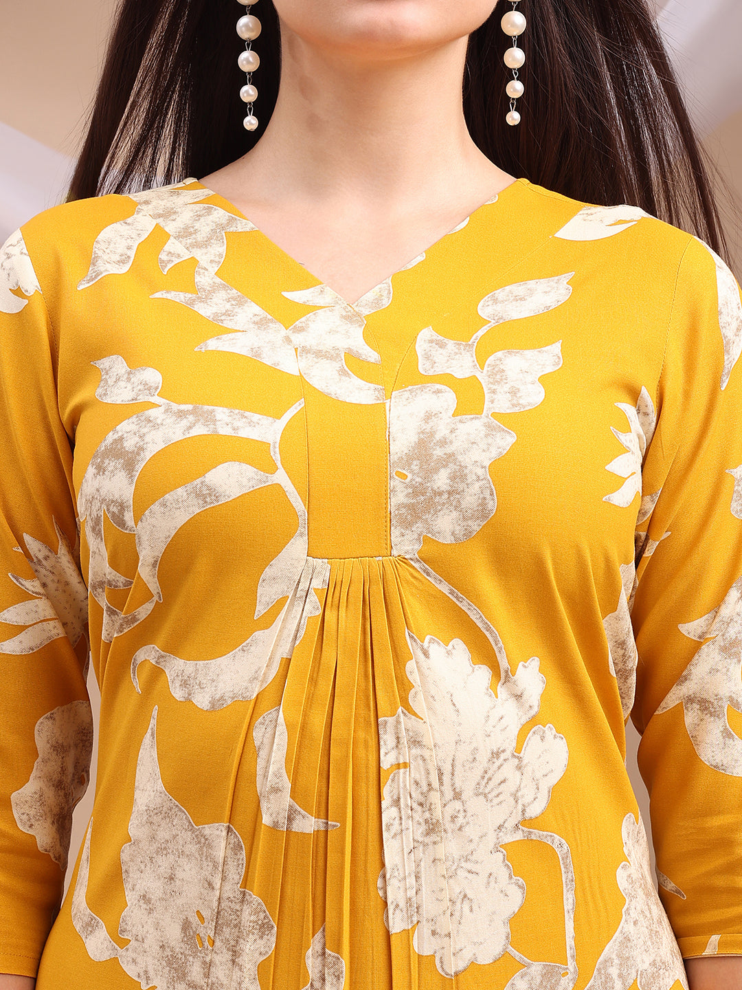 Floral Printed Kurta With Palazzo Pant, Yellow - Hiral Fashion | Grocsy
