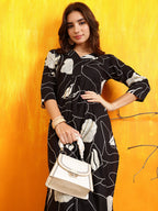 Printed Kurta With Palazzo Pants, Black - Hiral Fashion | Grocsy