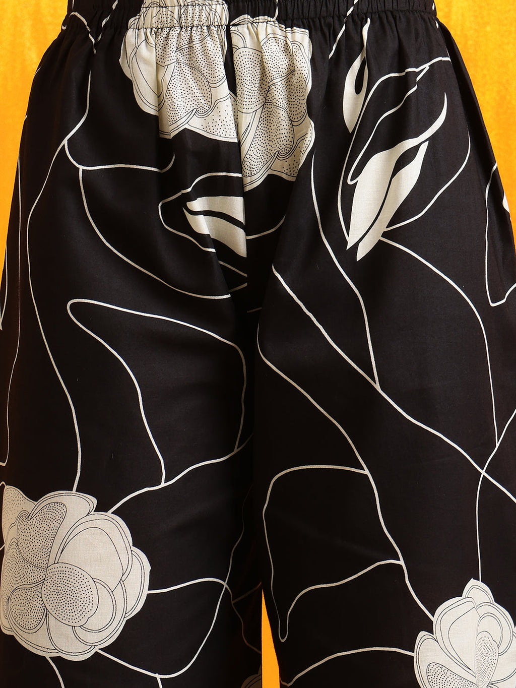 Printed Kurta With Palazzo Pants, Black - Hiral Fashion | Grocsy