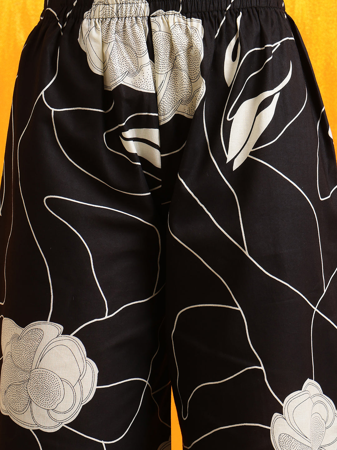 Printed Kurta With Palazzo Pants, Black - Hiral Fashion | Grocsy