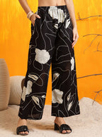 Printed Kurta With Palazzo Pants, Black - Hiral Fashion | Grocsy