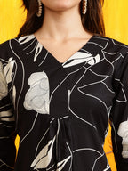 Printed Kurta With Palazzo Pants, Black - Hiral Fashion | Grocsy