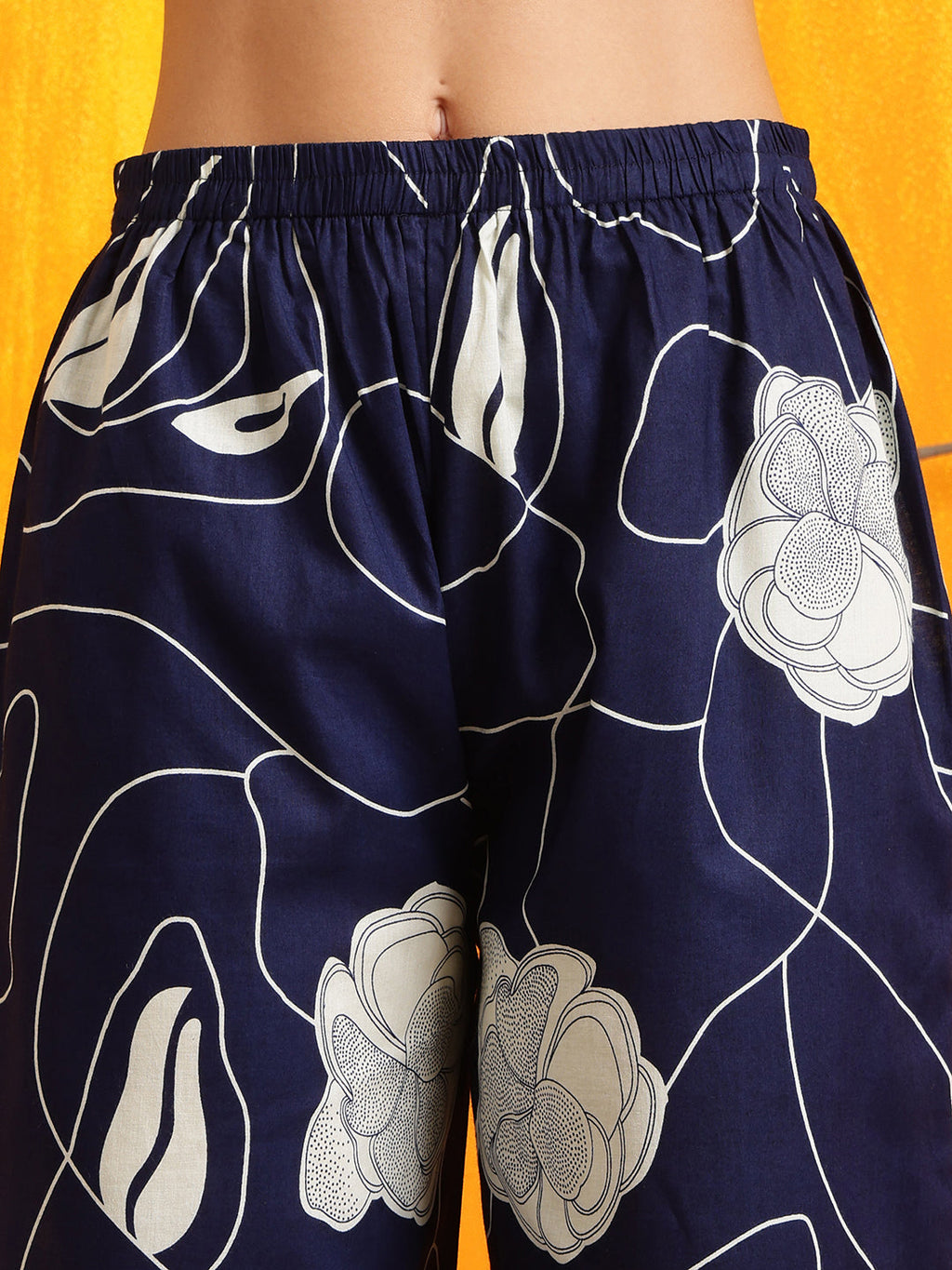 Printed Kurta With Palazzo Pants, Navy Blue - Hiral Fashion | Grocsy