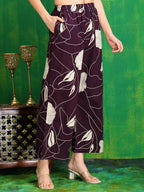 Printed Kurta With Palazzo Pants, Wine - Hiral Fashion | Grocsy