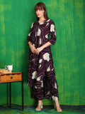 Printed Kurta With Palazzo Pants, Wine - Hiral Fashion | Grocsy