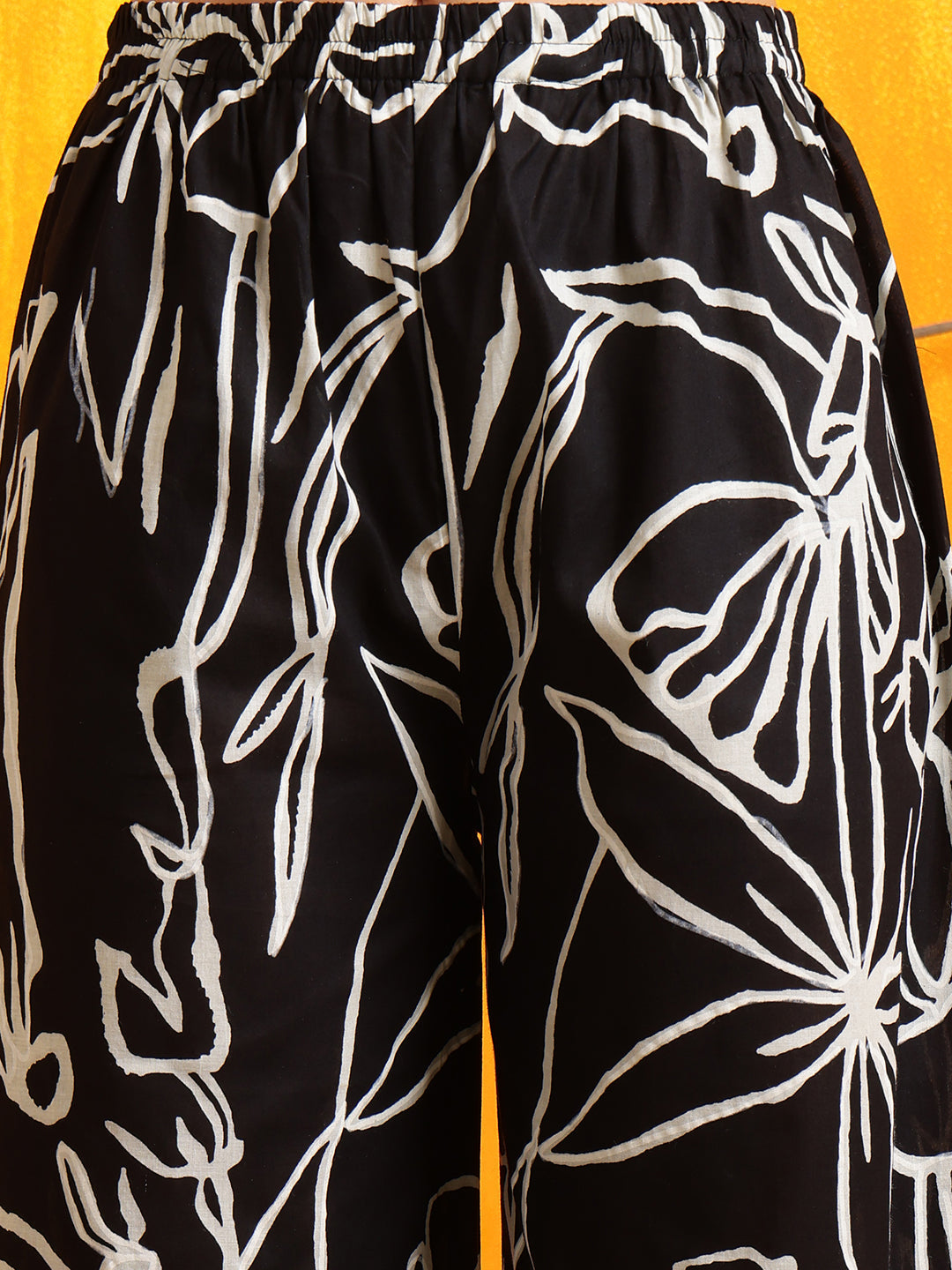 Printed Kurta With Palazzo Pants, Black - Hiral Fashion | Grocsy
