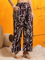 Printed Kurta With Palazzo Pants, Wine - Hiral Fashion | Grocsy