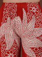 Hand Embroidered With Floral & Leaf Printed Kurta And Palazzo, Rust - Hiral Fashion | Grocsy