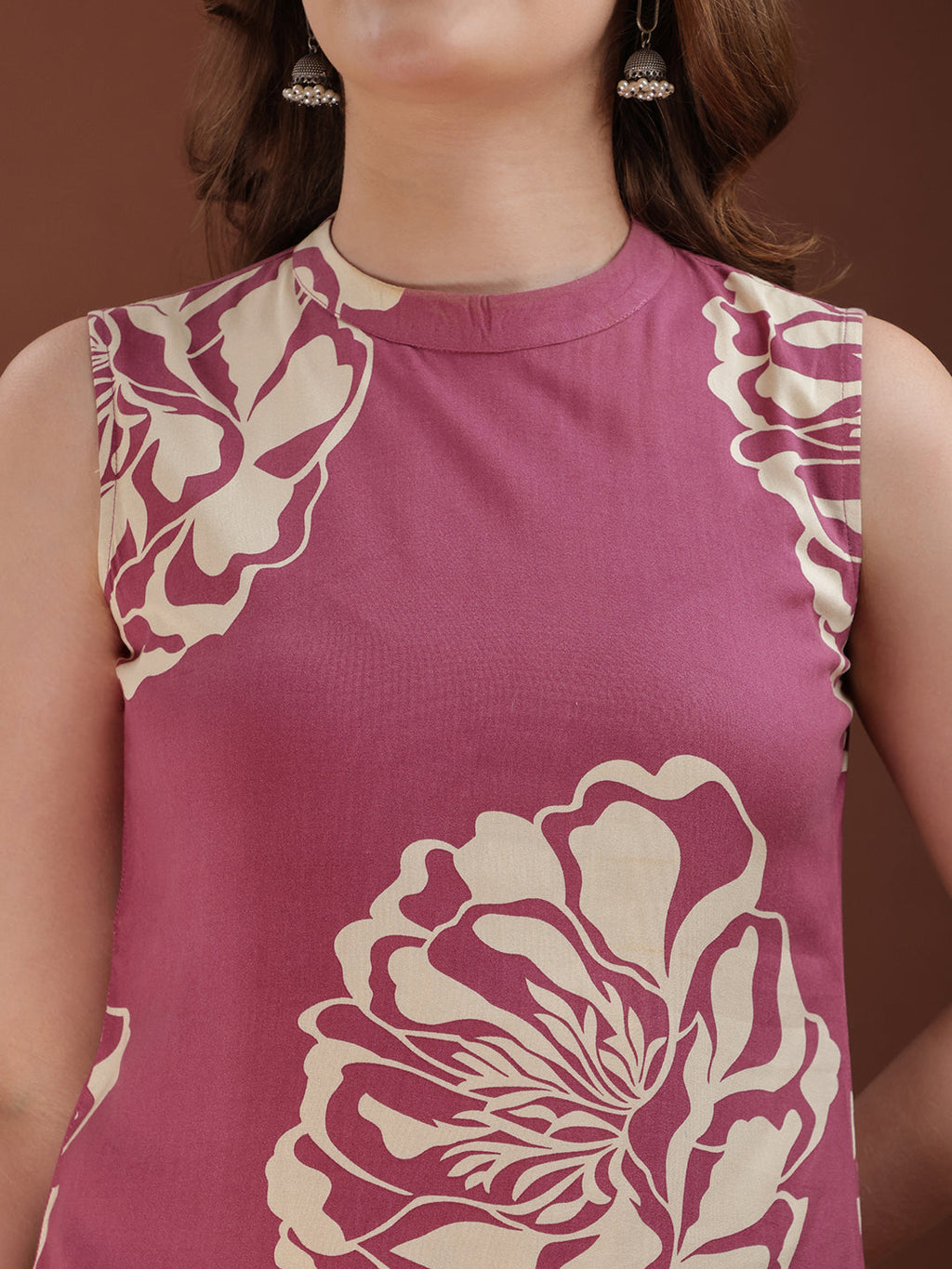 Floral Printed Highneck Co-Ords, Pink - Hiral Fashion | Grocsy