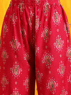 Ethnic Motifs Printed Kurta With Palazzo, Pink - Hiral Fashion | Grocsy