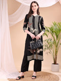 Striped Printed Kurta With Pant, Black - Hiral Fashion | Grocsy