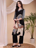Printed Kurta With Pant, Black - Hiral Fashion | Grocsy
