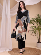 Printed Kurta With Pant, Black - Hiral Fashion | Grocsy