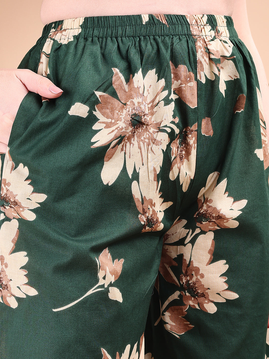 Embroidered & Printed Kurta With Palazzo, Green - Hiral Fashion | Grocsy