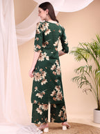 Embroidered & Printed Kurta With Palazzo, Green - Hiral Fashion | Grocsy