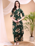 Embroidered & Printed Kurta With Palazzo, Green - Hiral Fashion | Grocsy