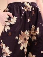 Embroidered & Printed Kurta With Palazzo, Wine - Hiral Fashion | Grocsy