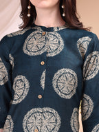 Two-Piece Ethnic Motifs Printed Kurta With Palazzo, Teal - Hiral Fashion | Grocsy