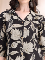 Printed Coordinated Kurta And Palazzo Set, Black - Hiral Fashion | Grocsy