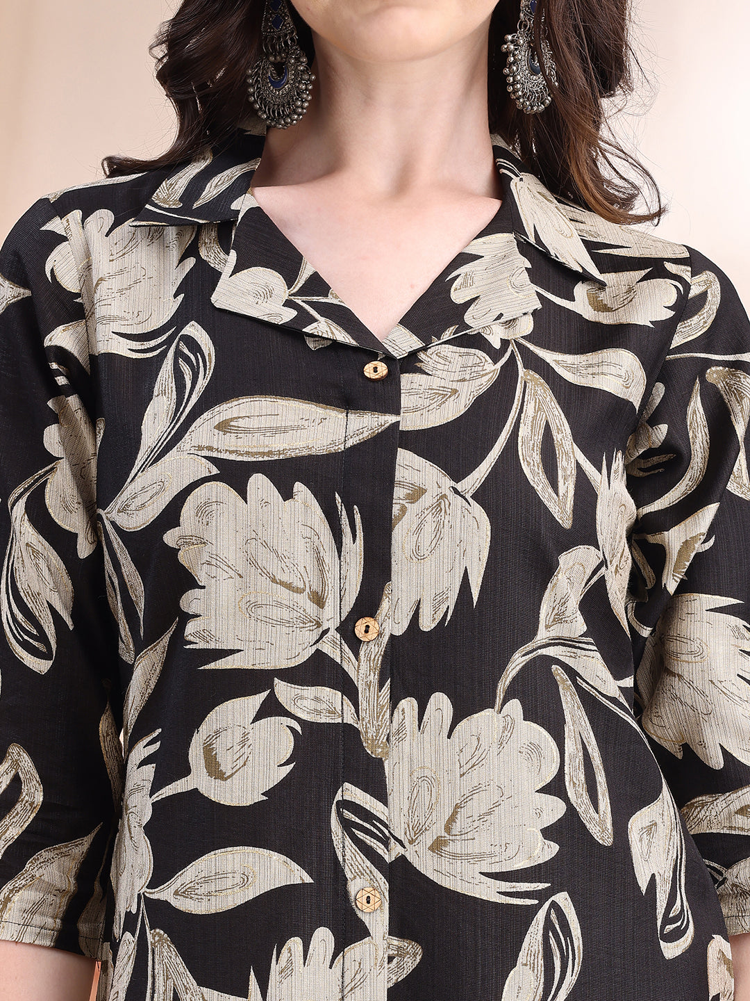 Printed Coordinated Kurta And Palazzo Set, Black - Hiral Fashion | Grocsy