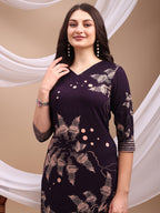 All-Over Abstract Floral Kurta-Palazzo Set, Violet - Hiral Fashion | Grocsy