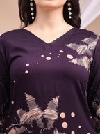 All-Over Abstract Floral Kurta-Palazzo Set, Violet - Hiral Fashion | Grocsy