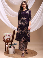 All-Over Abstract Floral Kurta-Palazzo Set, Violet - Hiral Fashion | Grocsy