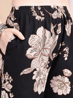 Floral Printed Kurta Set, Black - Hiral Fashion | Grocsy
