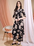 Floral Printed Kurta Set, Black - Hiral Fashion | Grocsy
