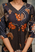 Floral Motifs Printed Kurta With Palazzo, Grey - Hiral Fashion | Grocsy