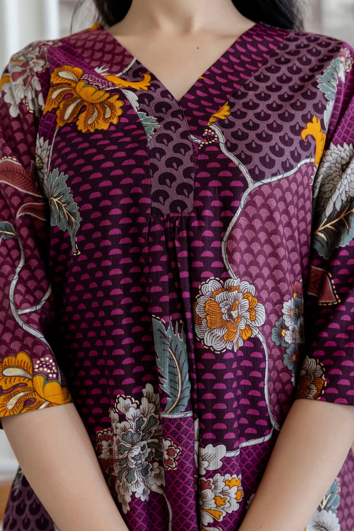 Floral Motifs Printed Kurta With Palazzo, Purple - Hiral Fashion | Grocsy