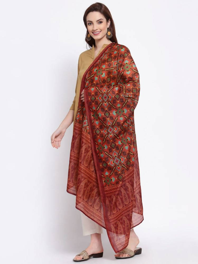 Myshka Women's Trendy Multi Cotton Silk Printed Casual Dupatta | Grocsy
