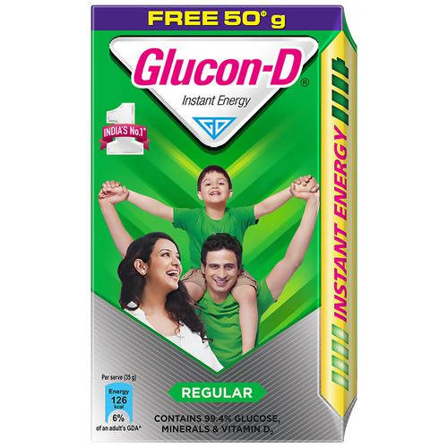 Glucon-D Instant Energy Health Drink - Regular Plain Glucose Powder | Instant Energy & Immunity Recharge With Vitamin C & Calcium | Grocsy