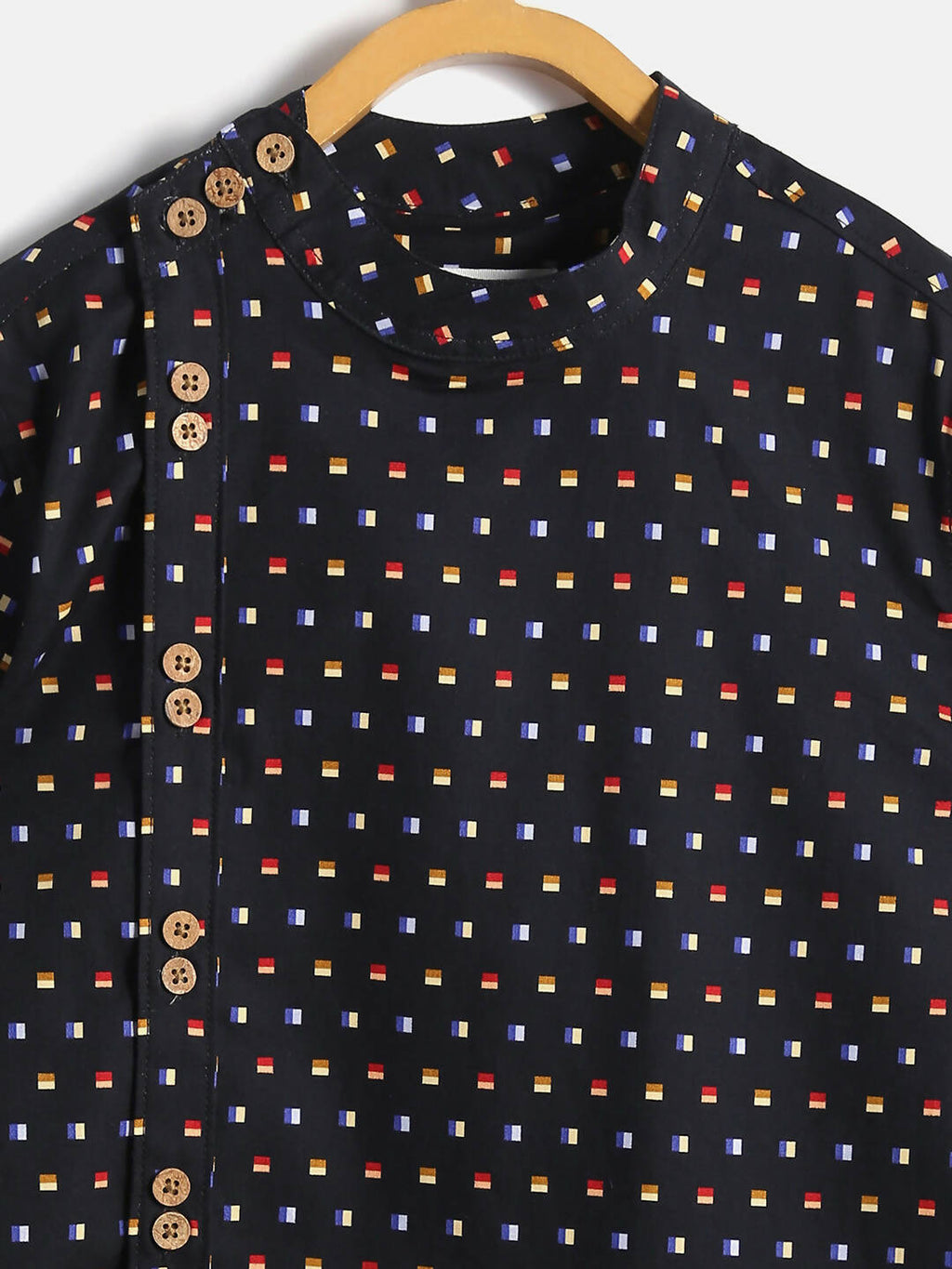 Manet Ethnic Full Sleeves Multi Clour Shirt - Black | Grocsy