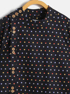 Manet Ethnic Full Sleeves Multi Clour Shirt - Black | Grocsy