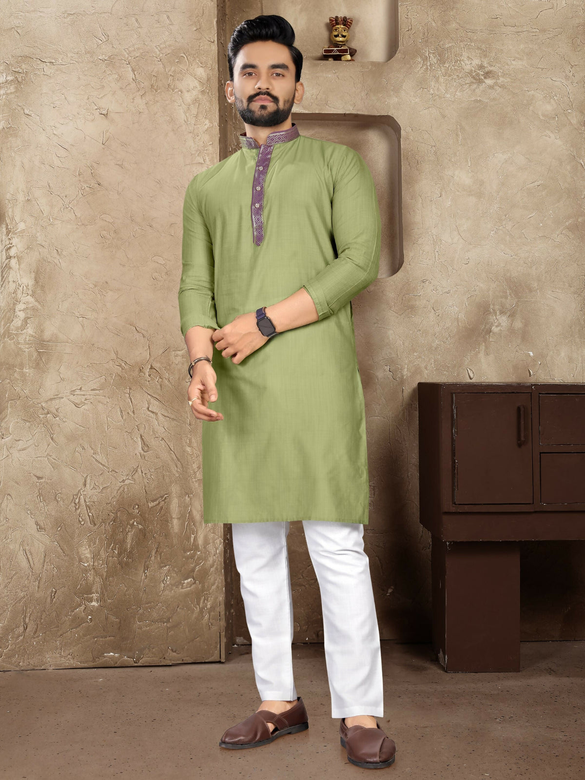 Anaita Green Linen Silk Straight Kurta | Grocsy