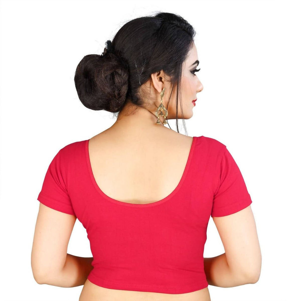 Vamika Pink Lycra Plain Blouse For Women | Grocsy
