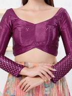 Joban Fashion Magenta Gajji Silk Elbow Sleeveless Back Open Blouse | Grocsy