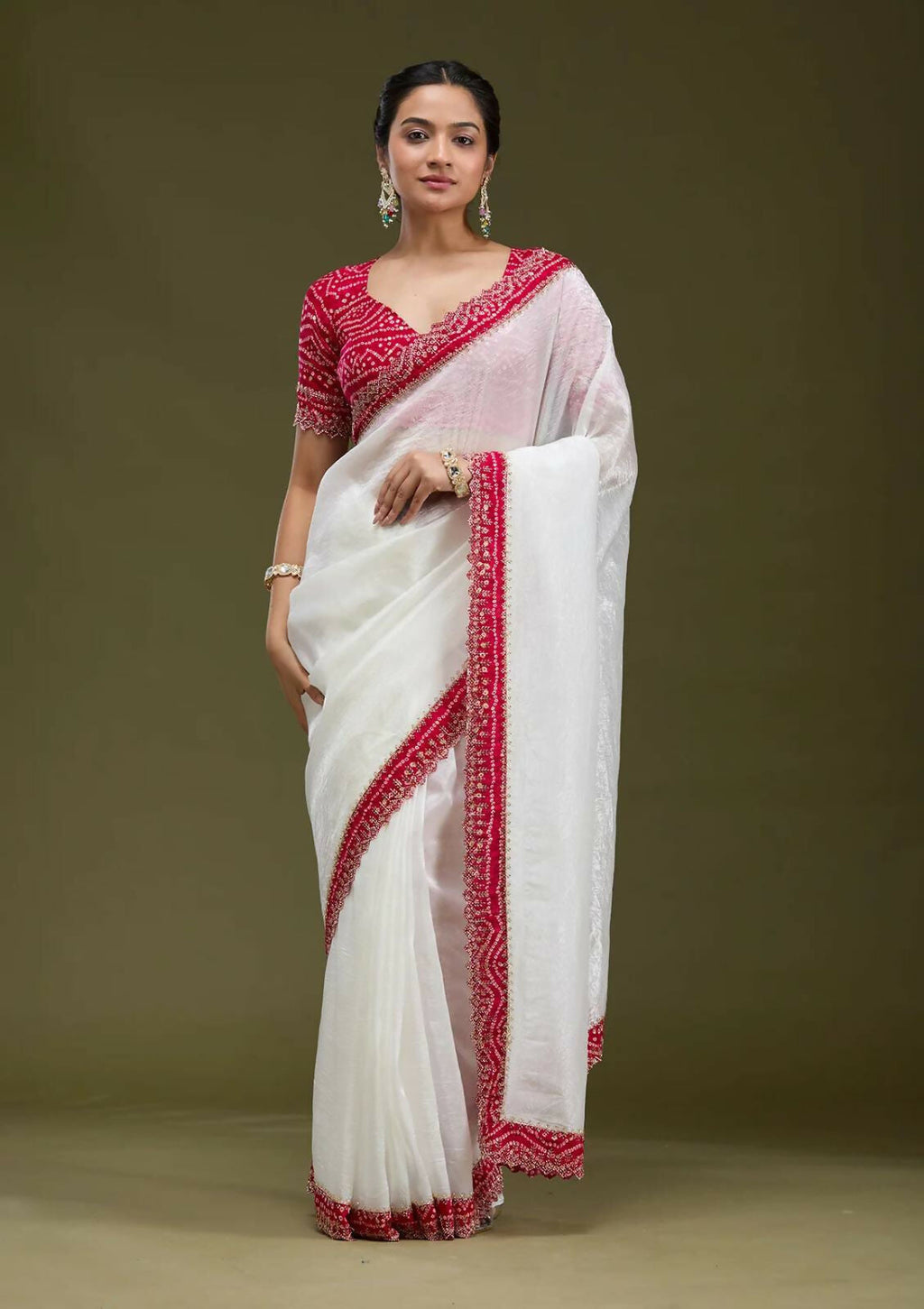 Joban Fashion White Tissue Gold Crush Party Wear Sarees | Grocsy