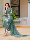 Embroidered Kurta With Pant & Embroidered Dupatta, Green - Hiral Fashion | Grocsy